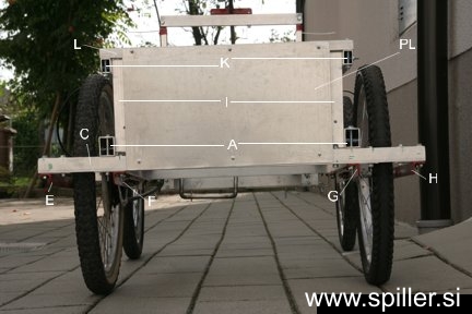 Back side of  self made four wheel bicycle